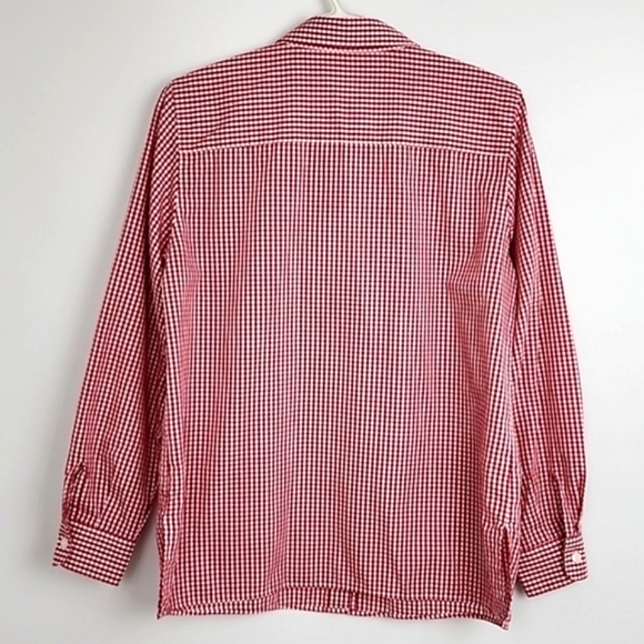 Foxcroft Women's Red White Plaid Gingham Cotton Blend Button Up Shirt Sz 10p - Picture 2 of 10